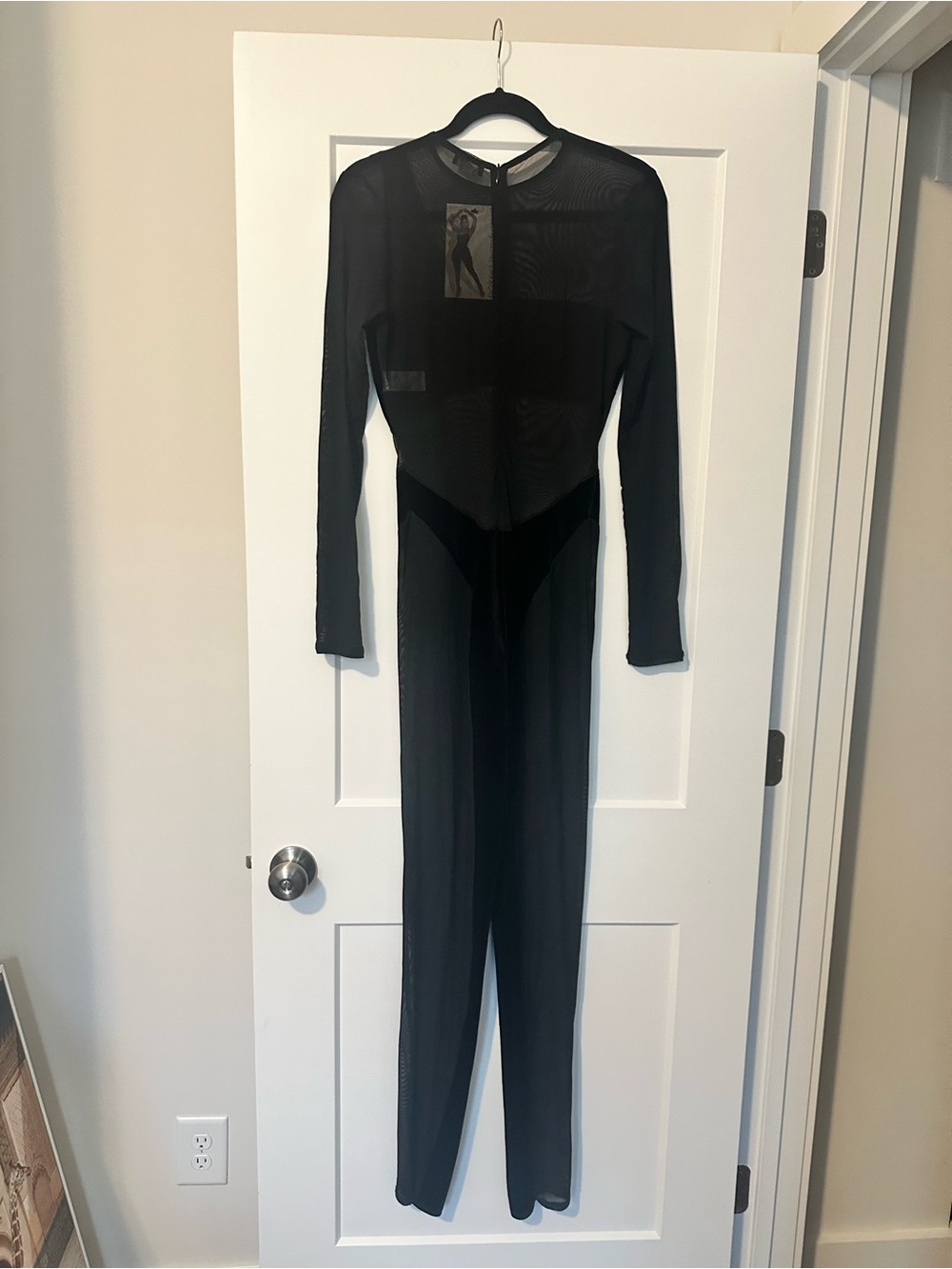 naked wardrobe Black Sheer-Panel Velvet Jumpsuit - Picture 4 of 7
